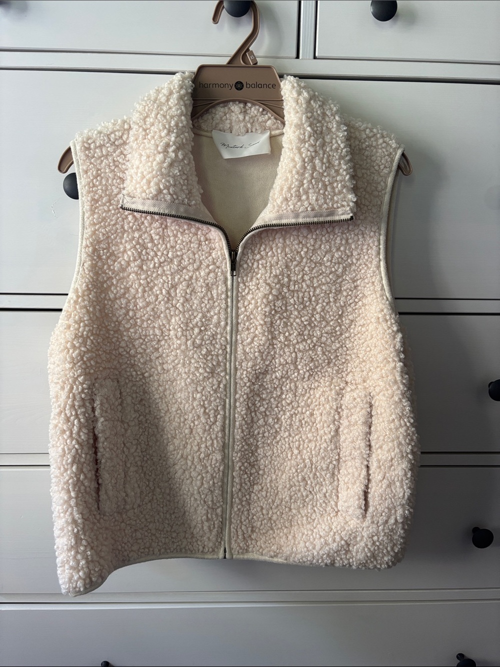Mustard Seed Cream Sherpa Zip Vest